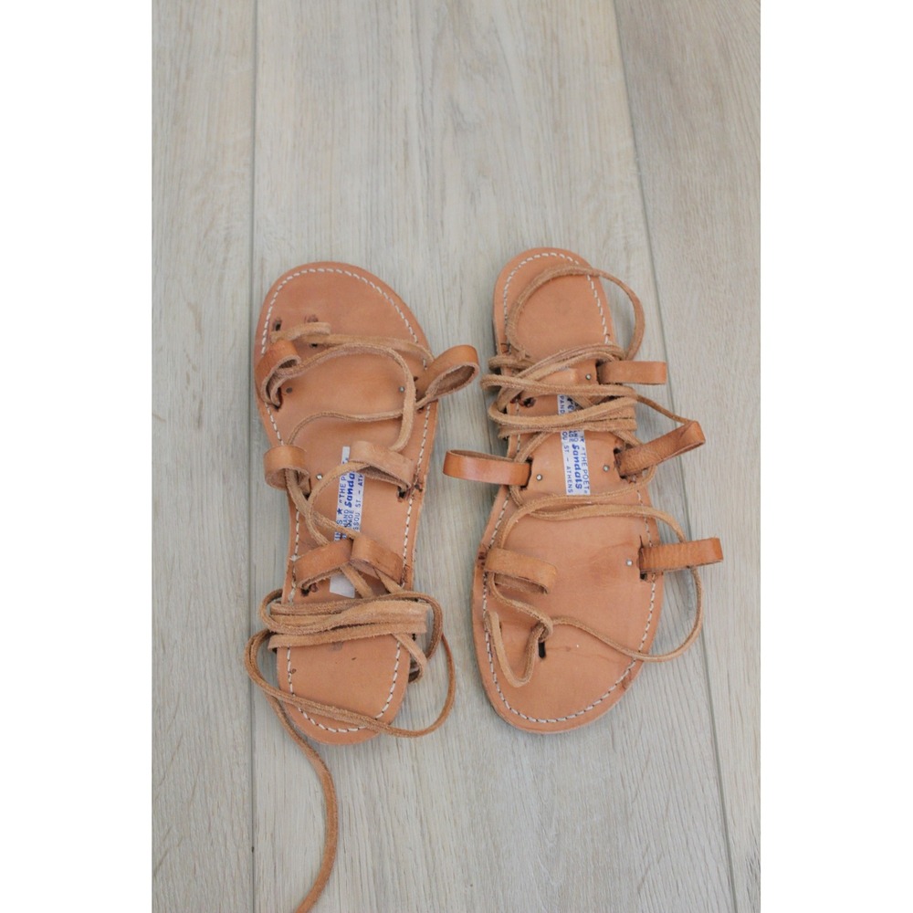 Melissinos The Poet Greek Sandals Tan Leather‎ Lace Up Gladiator Athens Sz 7.5